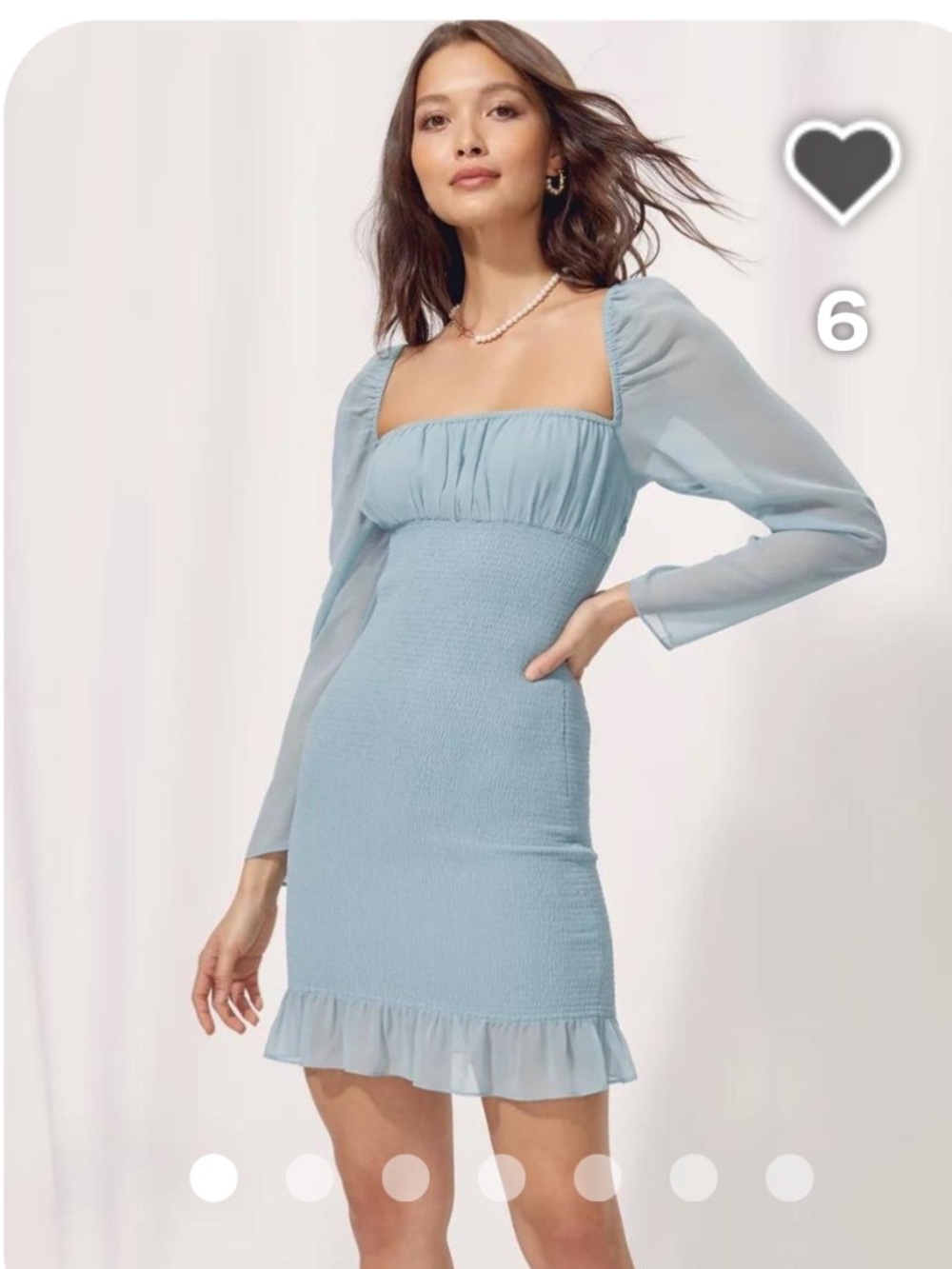 Wilfred Ballad Sage Stone Smocked Square-Neck Mini Dress flirty wedding guest